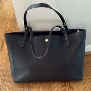 Tory Burch Black Leather Tote Bag